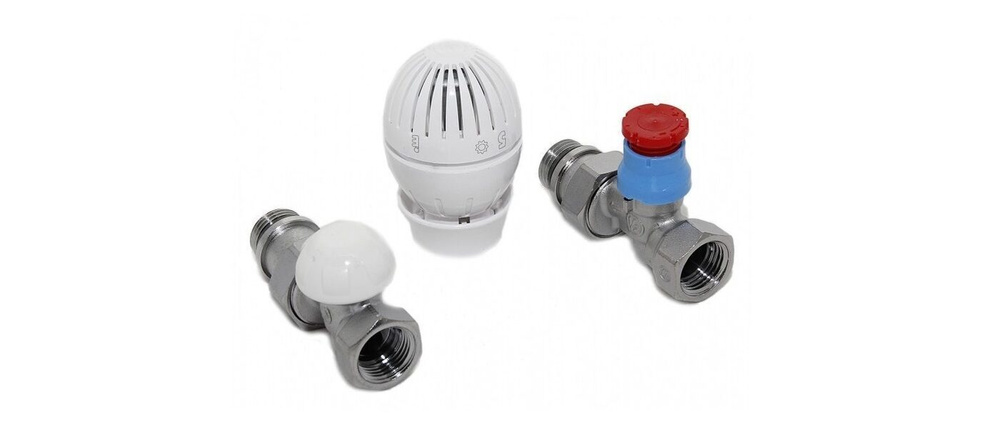 Термостатический комплект - термостатическая головка, термостатический клапан, отсечной клапан 1/2", #1