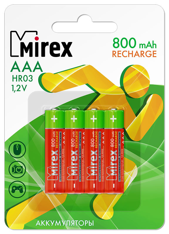 Аккумуляторы Mirex HR03 / AAА 800 mAh / аккумуляторные батарейки ...