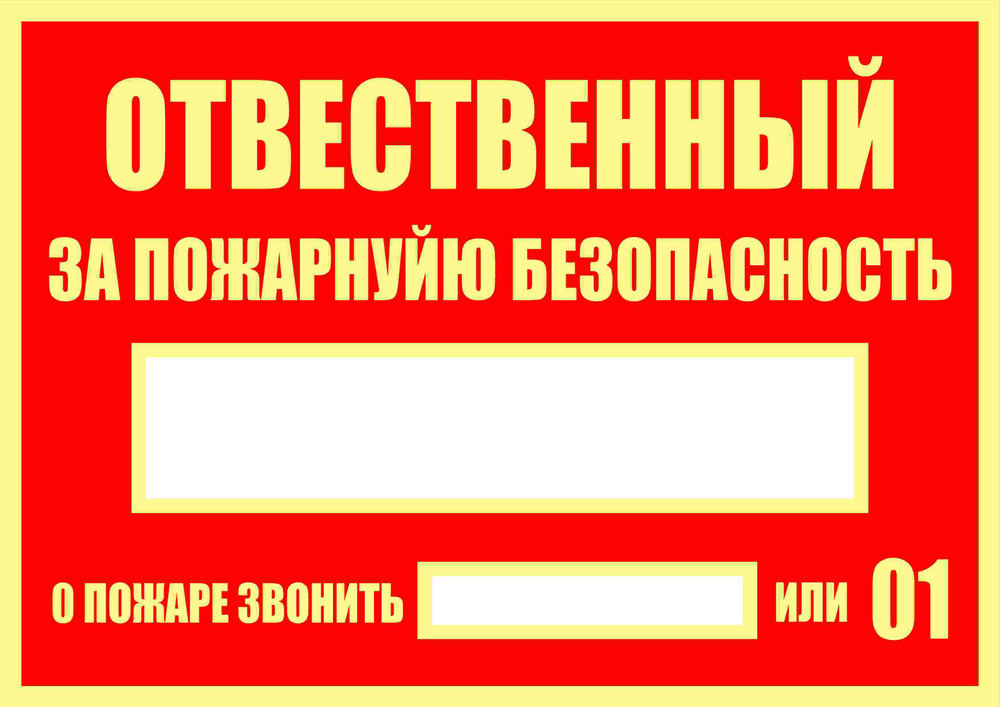 Табличка "Ответственный за пожарную безопасность" 29,7х21 см. А4, 21 см ...
