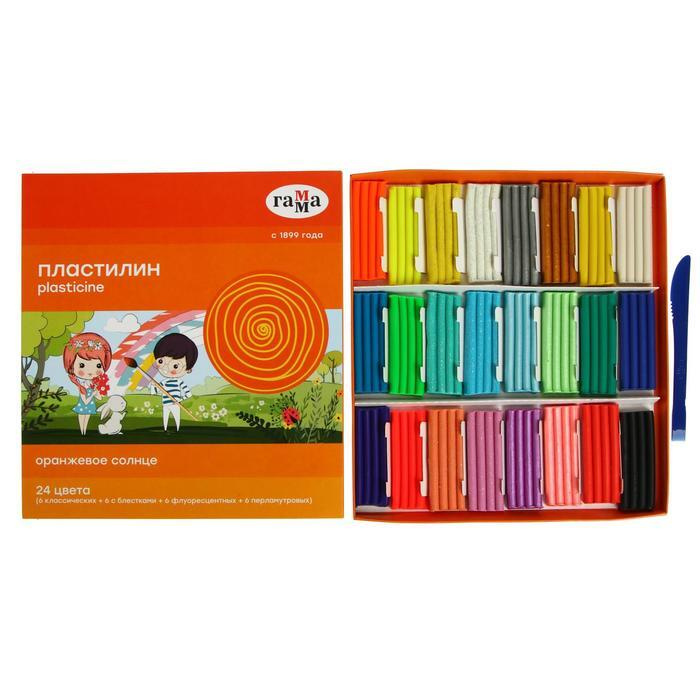 Пластилин 24 цвета 312 г (6 классических, 6 с блёстками, 6 ...