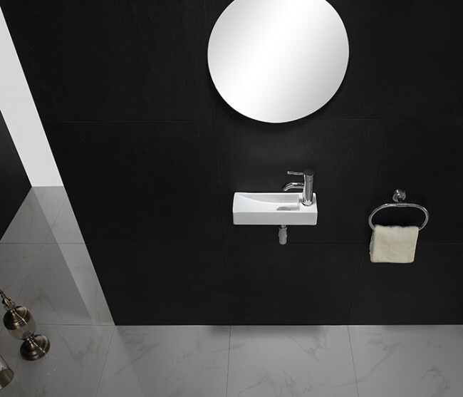 Раковина для ванной / Раковина подвесная CeramaLux 9048FL левая белая без перелива  #1