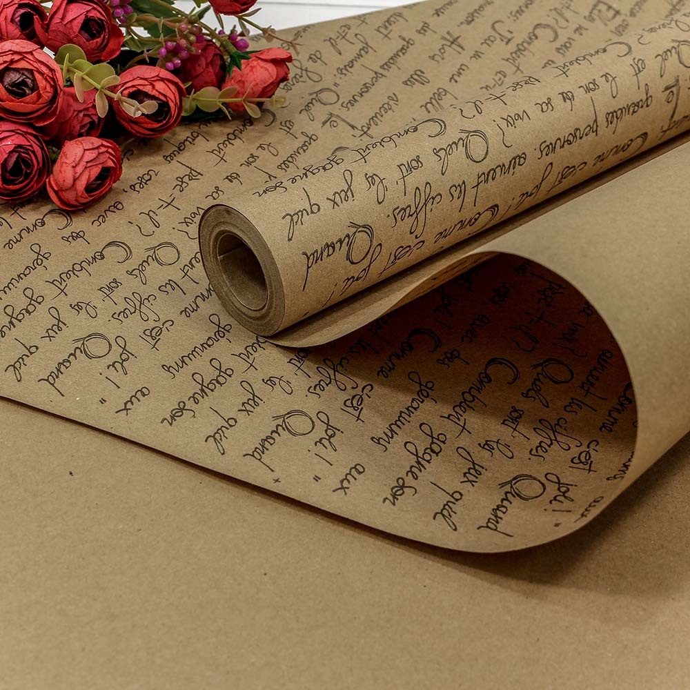 Рулон для упаковки цветов. Крафт бумага 60см х 10м, 70г/м "орнамент круги", 1111107800710. Крафт бумага. Оберточная бумага для цветов. Крафтовая бумага.