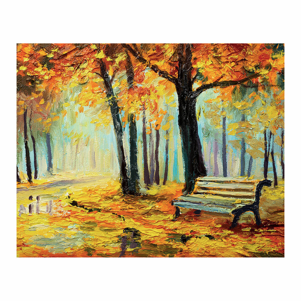 Холст/полотно на картоне с контуром для рисования из хлопка "Осень ...