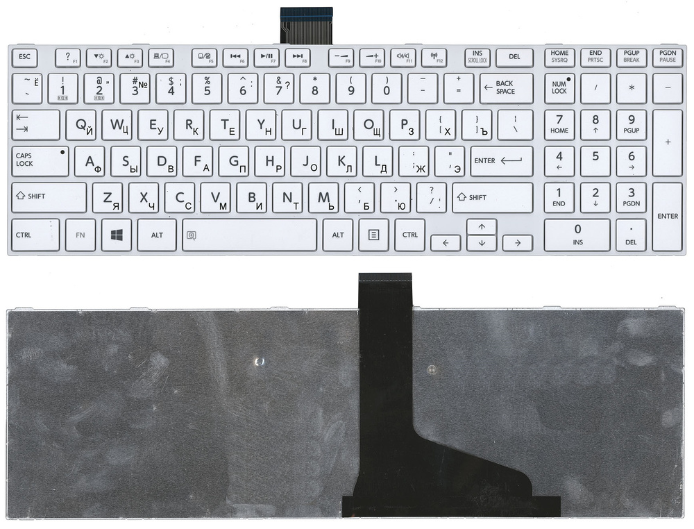 Клавиатура для ноутбука Toshiba Satellite L850 L875 L870 L855 белая c белой рамкой  #1
