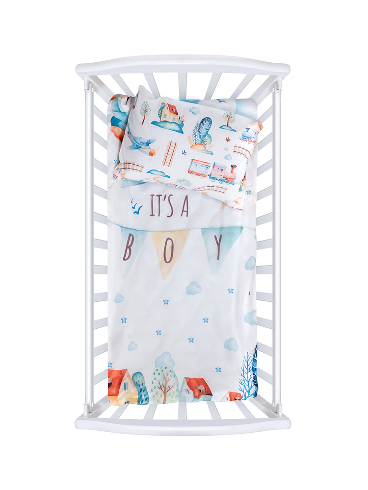 Детское постельное белье в кроватку для новорожденного Облачко, дизайн It's a Boy, наволочка 40х60, простыня #1