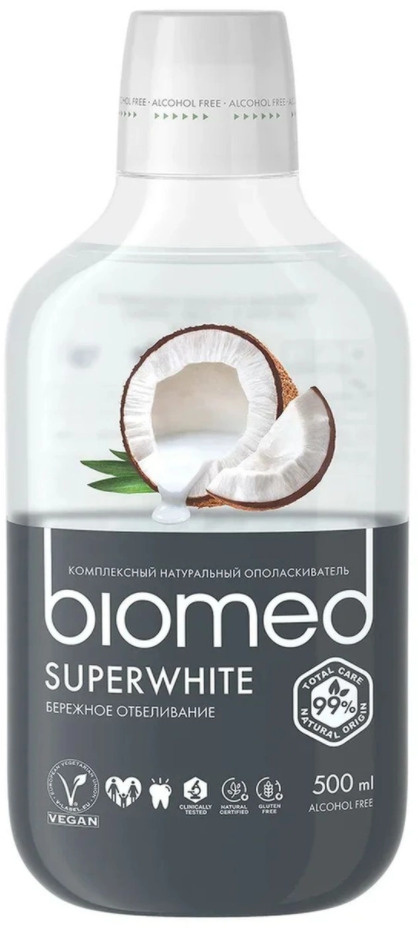 Ополаскиватель для полости рта Biomed SuperWhite Кокос, бережное отбеливание, 500 мл  #1