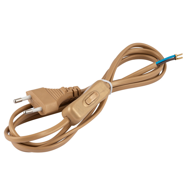 Провод с евроштекером и выключателем золото 1,9м. H 03 VV-F 2х0,75 мм2 ...