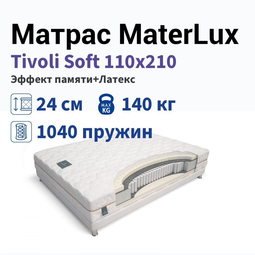MaterLux Матрас, Независимые пружины, 110х210 см #1