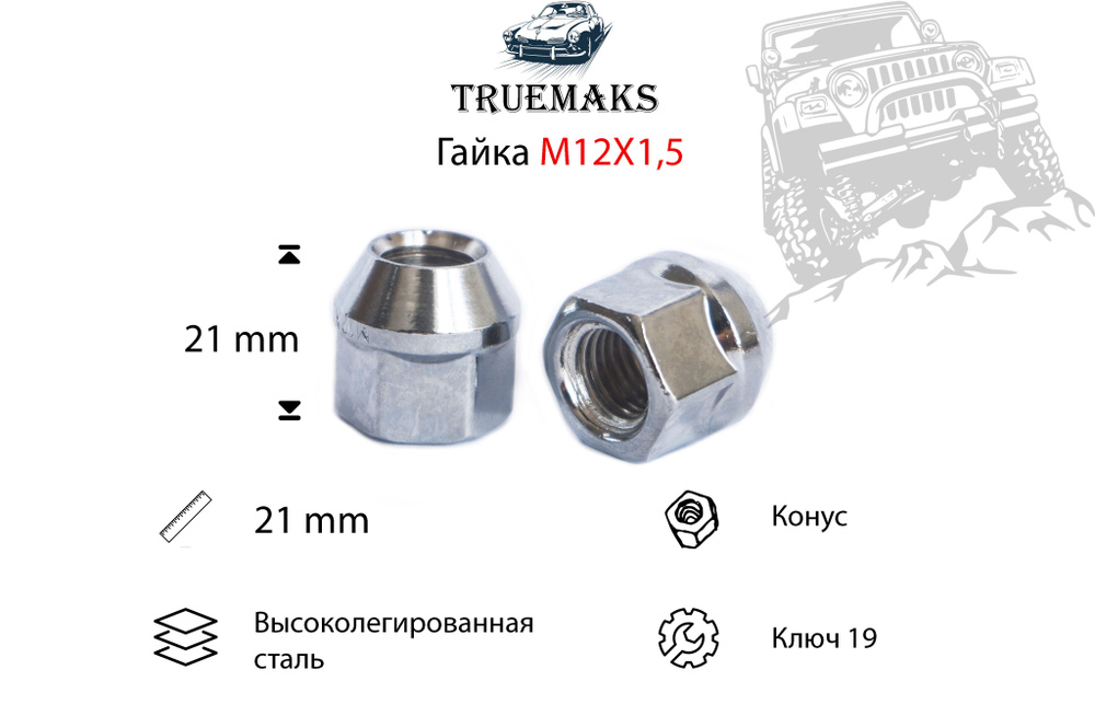 LS Wheels Гайки-секретки М12 х 1,5, 21 мм, 20 шт. #1