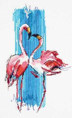 Набор для вышивания Panna PT-7014 "Розовые фламинго", 17х25 см #1