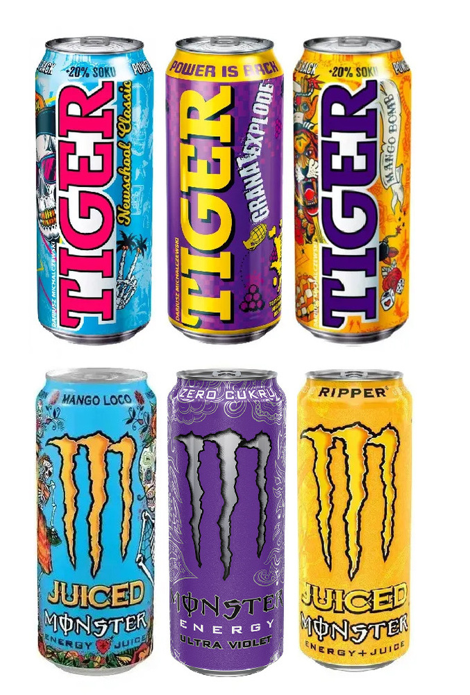 Набор энергетических напитков TIGER & Monster Energy 6 вкусов: Granat ...