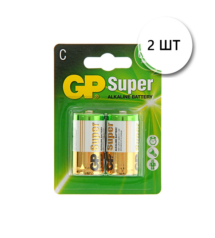 GP Батарейка C, Щелочной тип, 1,5 В, 2 шт - купить с доставкой по ...