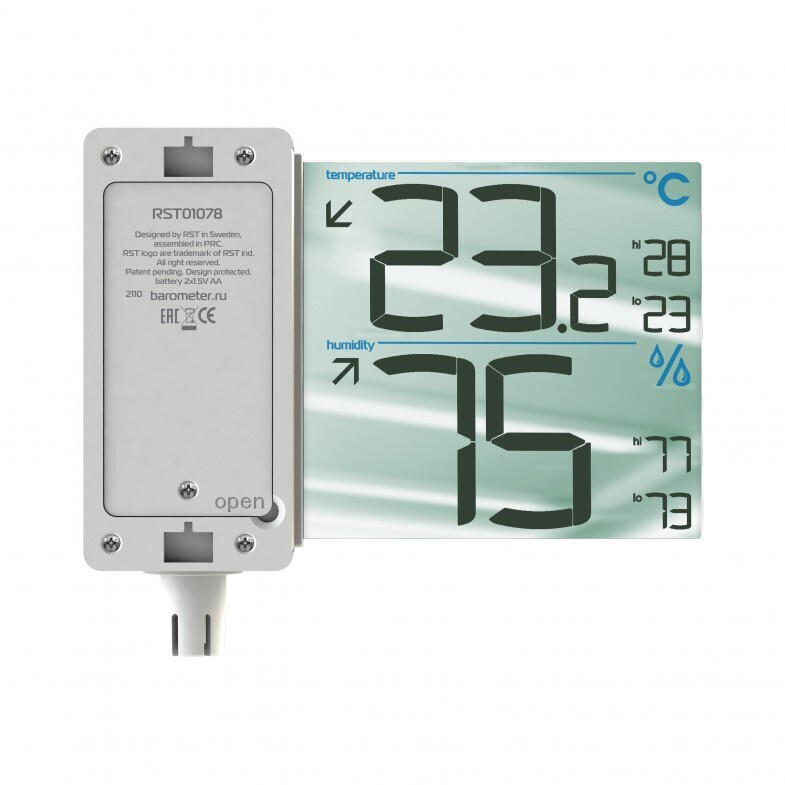 Оконный термометр-гигрометр с инверсивным зеркальным дисплеем RST01078  #1