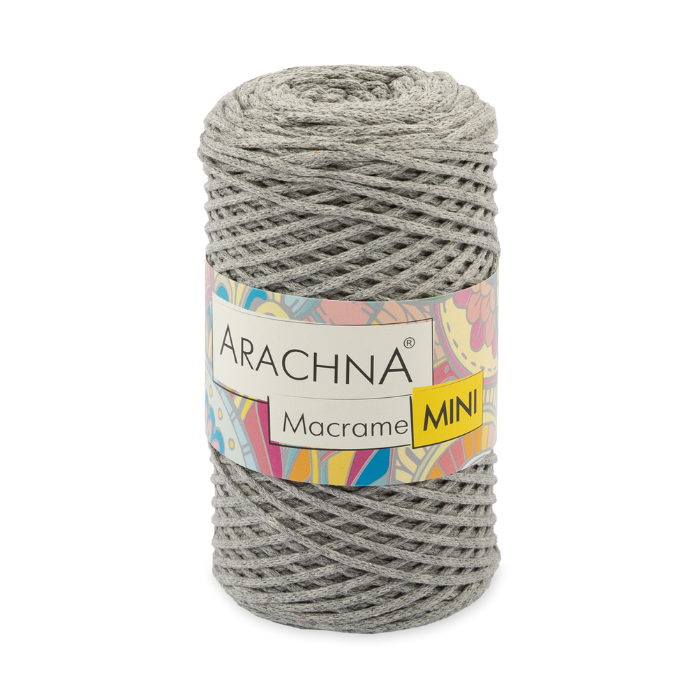 Пряжа Arachna "Macrame Mini" 80% хлопок, 20% полиэстер 4 шт. х 250 г 200 м №42 серый меланж  #1