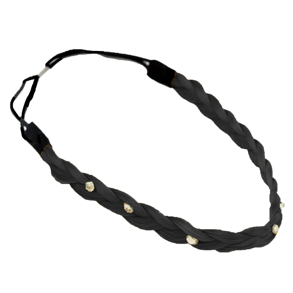 Повязка греческая для волос Ободок для волос косичка - черный цвет ...