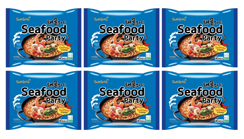 Лапша быстрого приготовления со вкусом морепродуктов Samyang Seafood Party 125 г 6 шт  #1