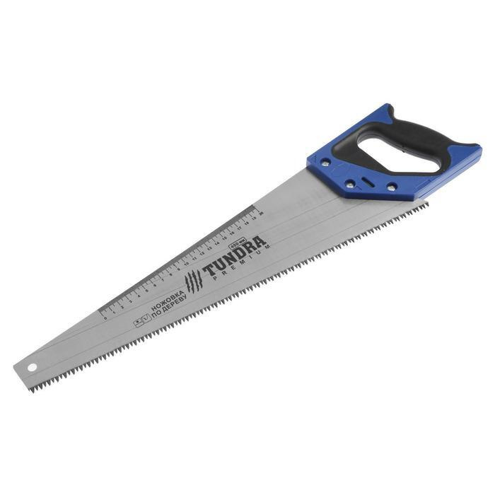 Ножовка ТУНДРА по дереву, 2К рукоятка, 3D заточка, каленый зуб, 7-8 TPI, 450 мм (5155404)  #1
