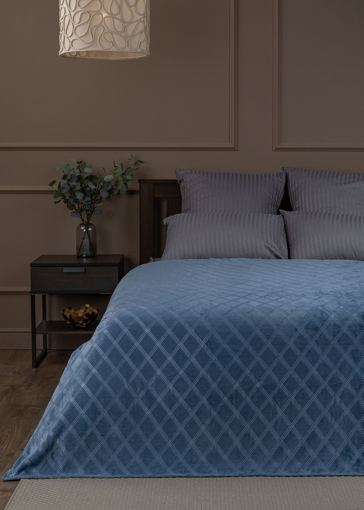 Плед TexRepublic Elite 150х200 см, 1,5 спальный, фланелевый покрывало на диван, теплый, мягкий, синий #1