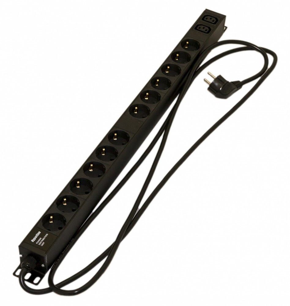 Блок розеток Hyperline, вертикальный, 12 розеток Schuko, 2 розетки ...