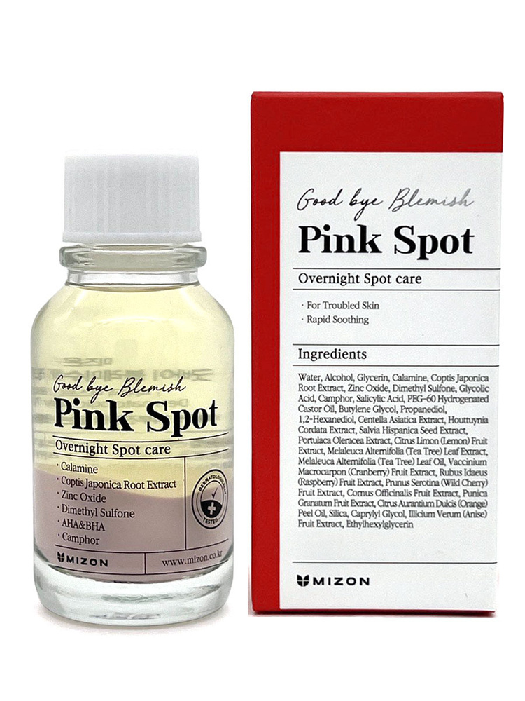 Mizon Эффективное ночное средство для борьбы с акне и воспалениями кожи,  точечное средство против прыщей, противовоспалительная и заживляющая  сыворотка, Good Bye Blemish Pink Spot, 19 мл - купить с доставкой по  выгодным