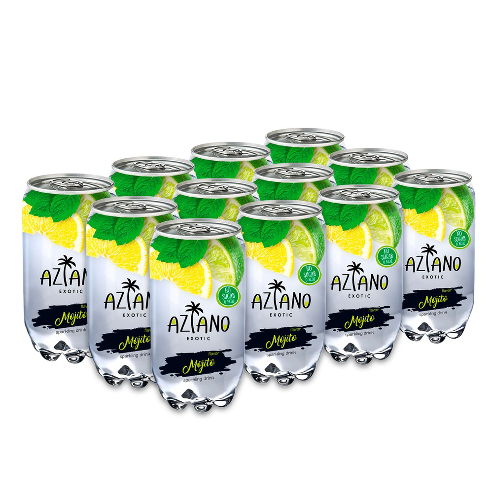 Газированный напиток безалкогольный Aziano Mojito (Азиано Мохито) 0,35л х  12шт