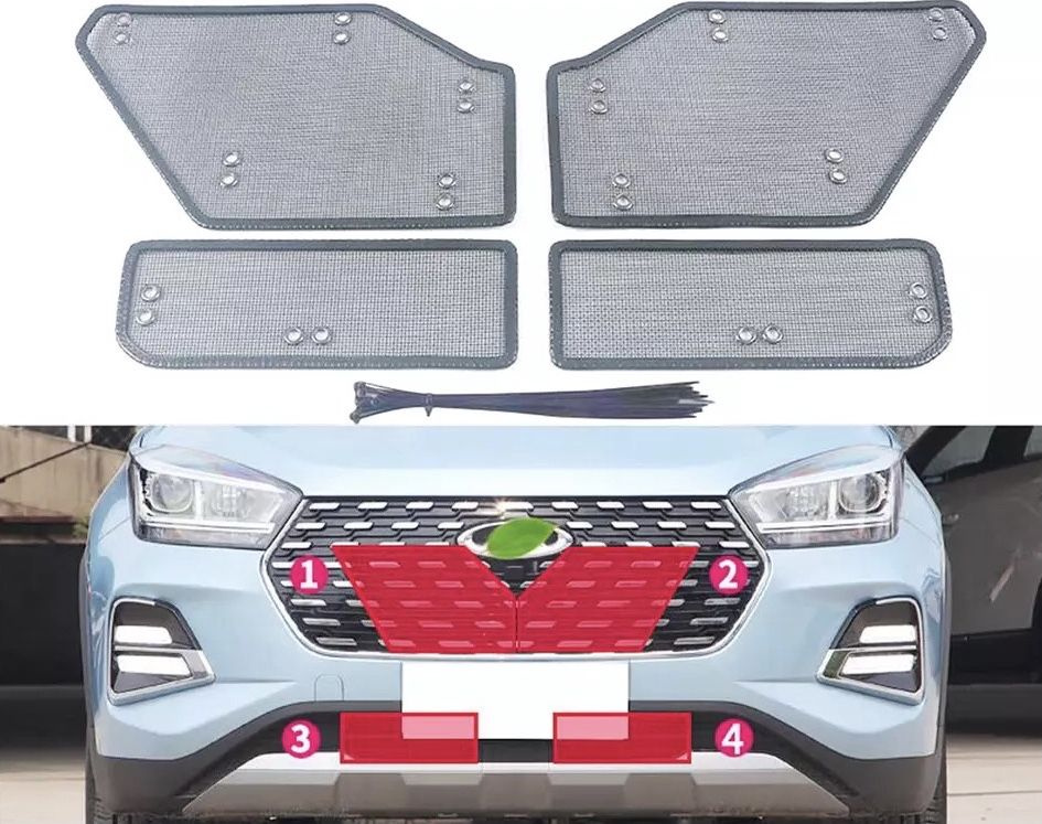 Защитная сетка под решетку радиатора Chery Tiggo 4/ Черри Тигго 4 2020 ...