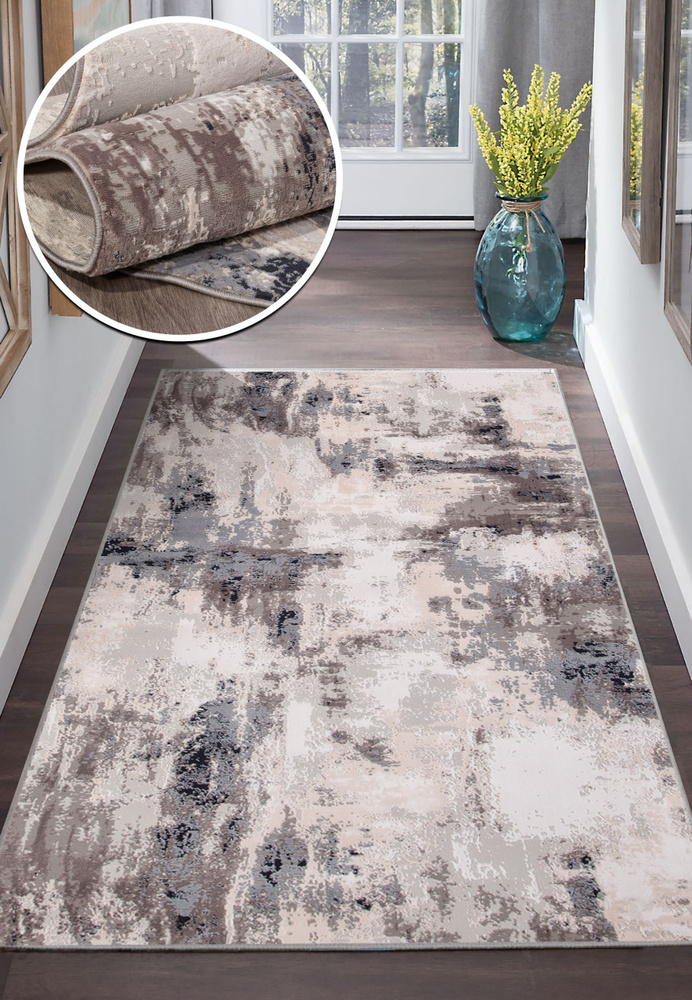 Ekocarpet Ковер BABIL 34809 blue (синий) в современном стиле лофт, хай-тек, с плотным рельефным ворсом, #1