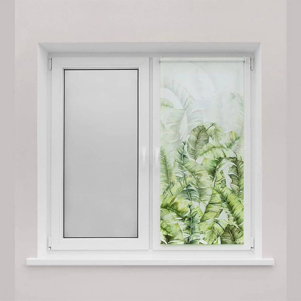 Рулонные шторы LEGRAND 50х170, зеленый, с рисунком / Тканевая, легкая в ...