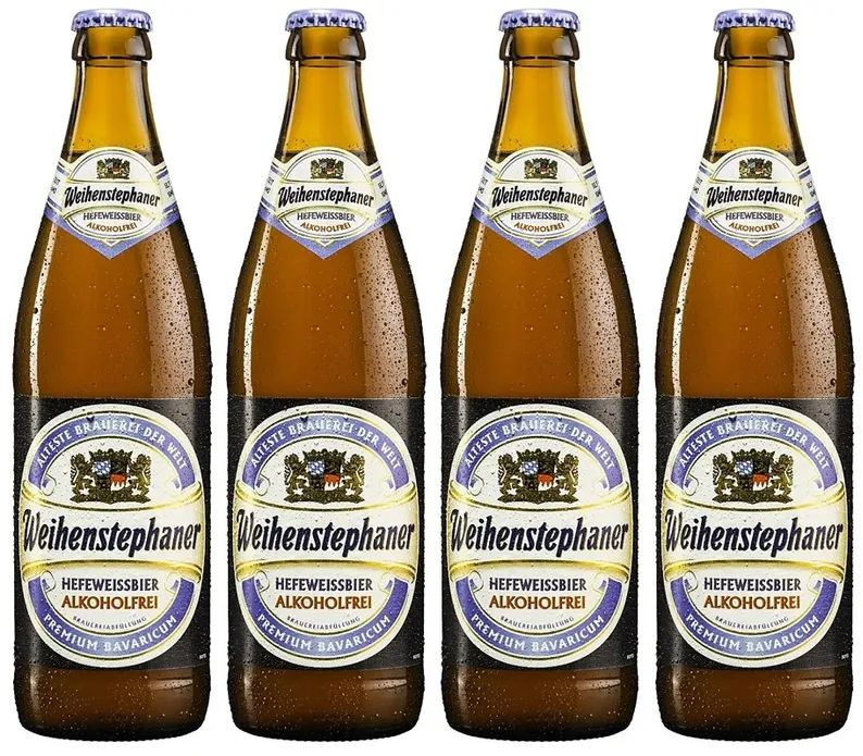 Пиво светлое нефильтрованное Weihenstephan Hefe-Weissbier безалкогольное, 4 шт по 0.5л  #1
