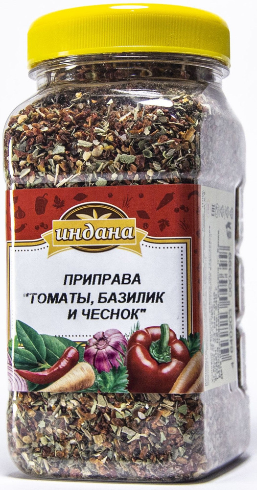 Приправа "Базилик, томат и чеснок": Томаты, соль морская, чеснок, орегано, базилик "Индана" 240 г  #1