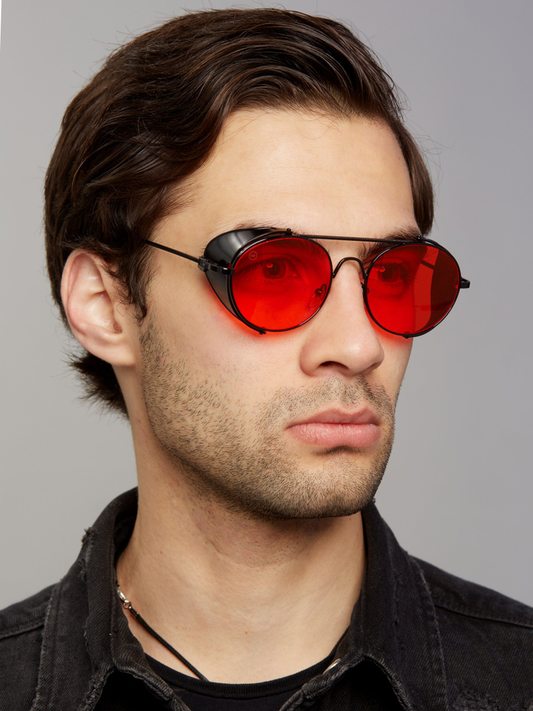 Как подарить очки стим. Круглые солнцезащитные очки мужские. Очки круглые мужские солнцезащитные красные.