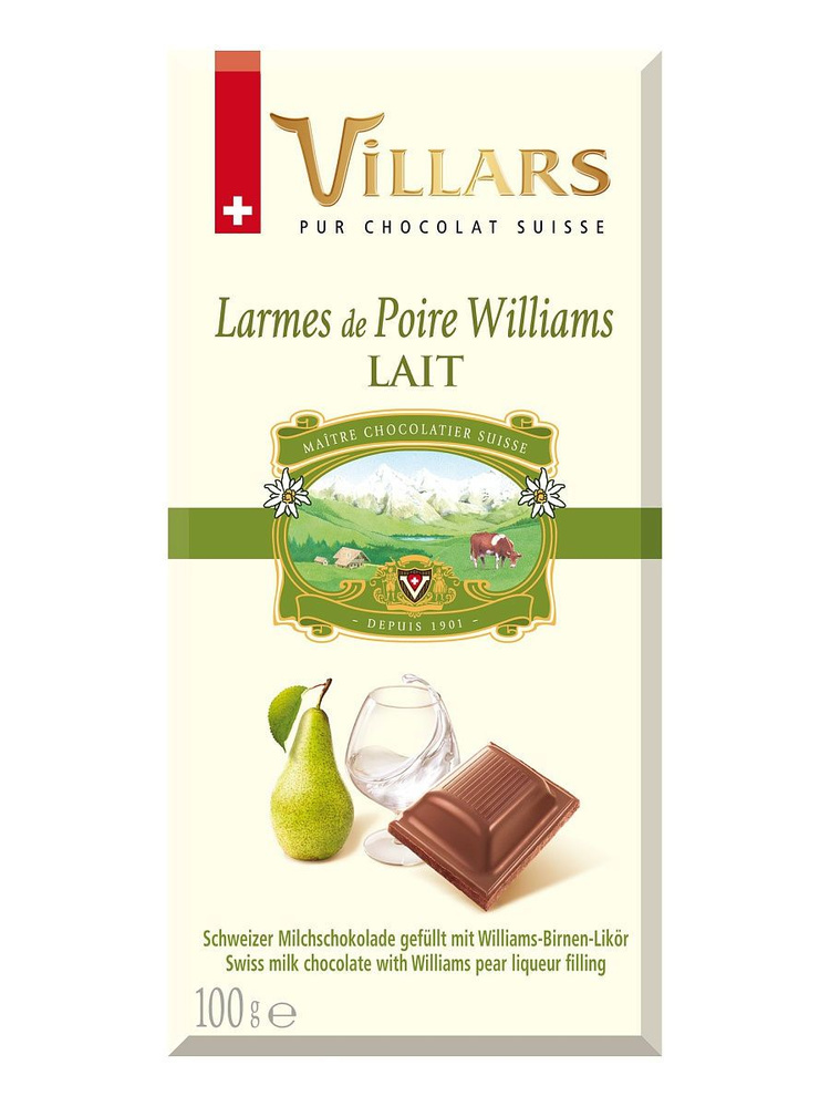 VILLARS Молочный шоколад с грушевым бренди 100г #1