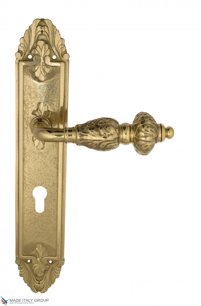 Дверная ручка на планке Venezia LUCRECIA CYL PL90 французcкое золото + коричневый  #1