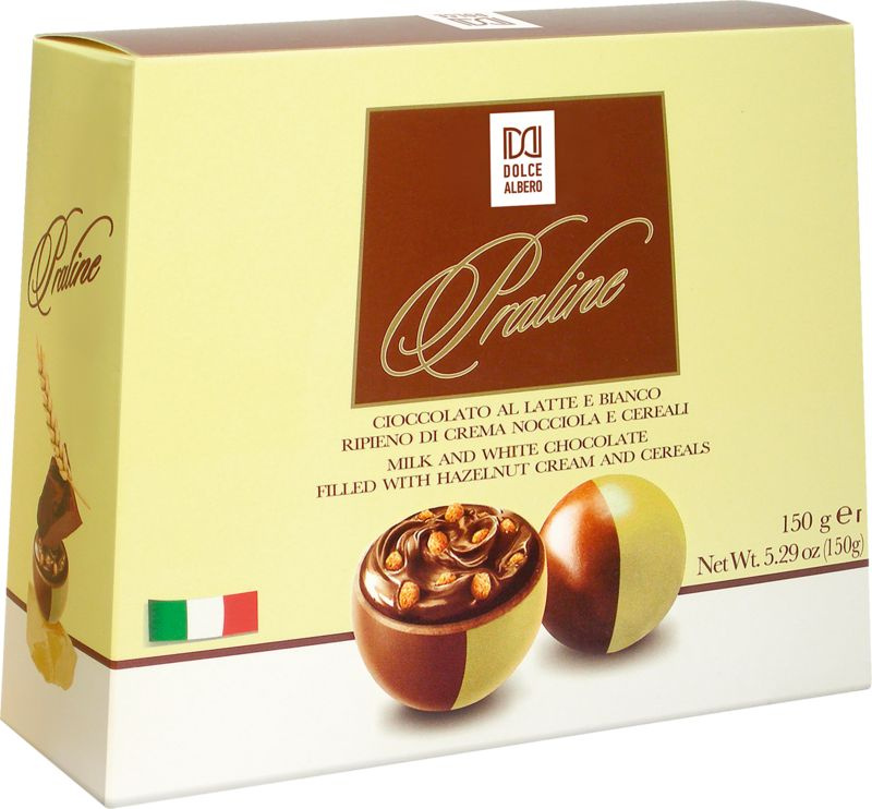 Конфеты шоколадные DOLCE ALBERO из молочного и белого шоколада с мягкой ореховой начинкой, 150г  #1