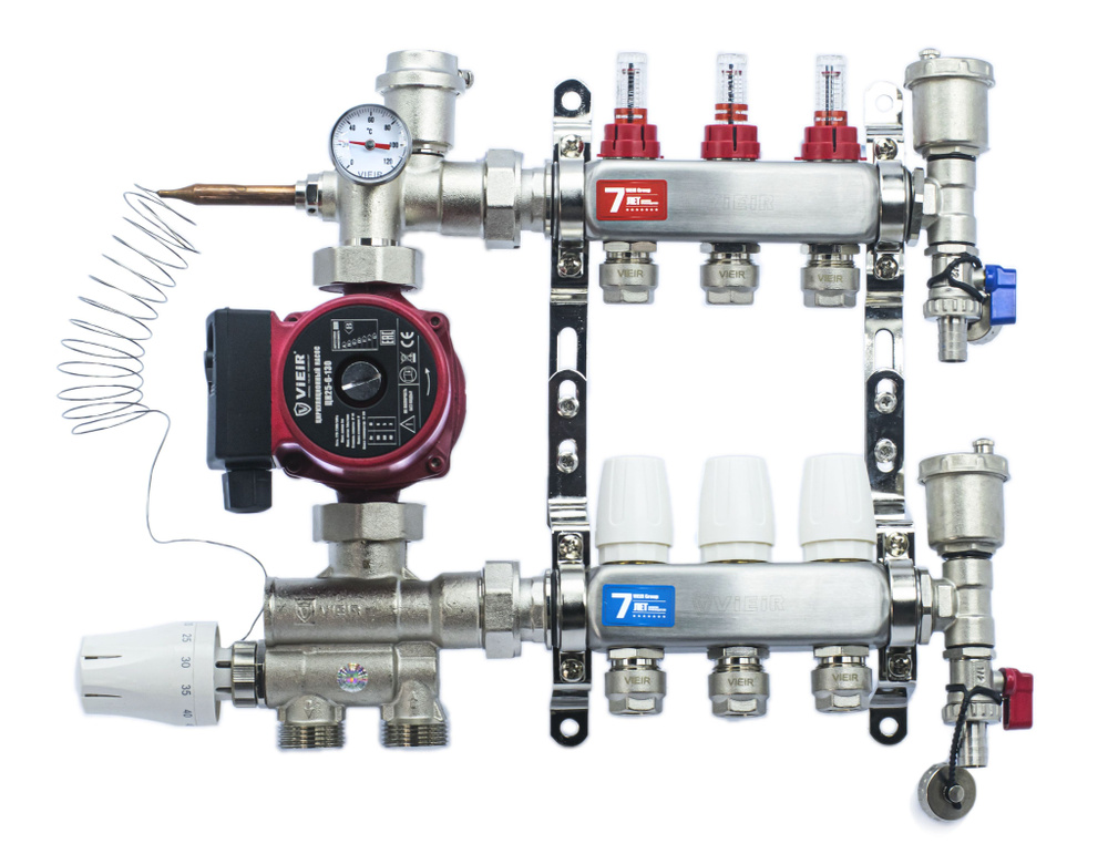 Комплект для теплого пола на 3 выходов (Коллектор VR113-3AKN на 3 контура, Насос циркуляционный , Евроконусы, #1
