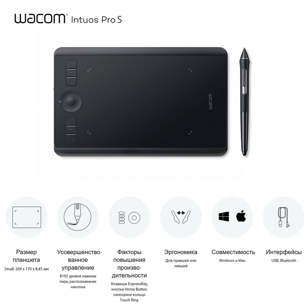 Wacom Графический планшет Intuos Pro Small, черный #1