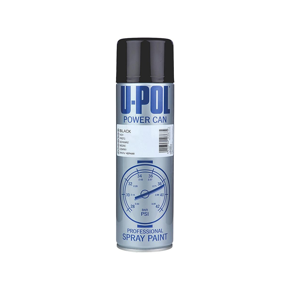 U-POL Power Can Satin Black PCSB/AL Эмаль полуматовая (черный) аэрозоль 500 мл.  #1