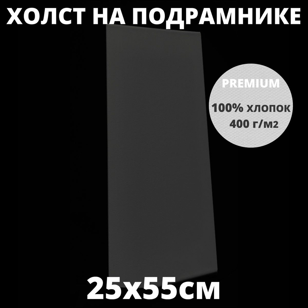 Холст на подрамнике грунтованный 25х55 см, плотность 400 г/м2 для рисования  #1