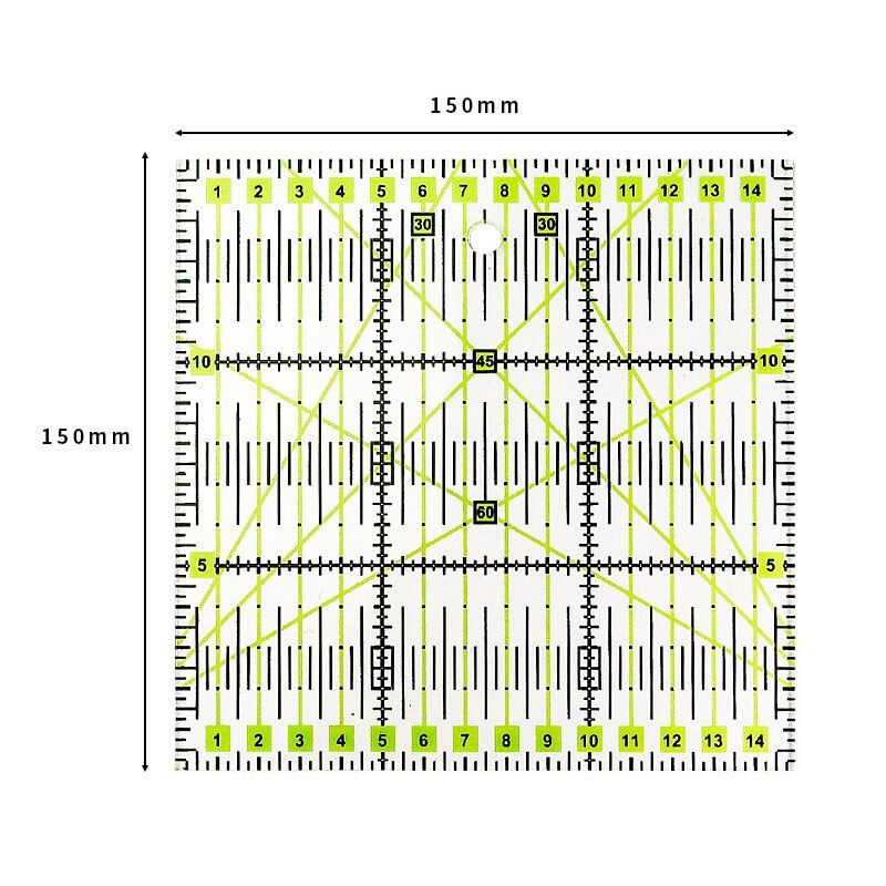 Линейка закройщика для пэчворка, 15*15 см, Раскройная измерительная портновская линейка для шитья, рукоделия, #1
