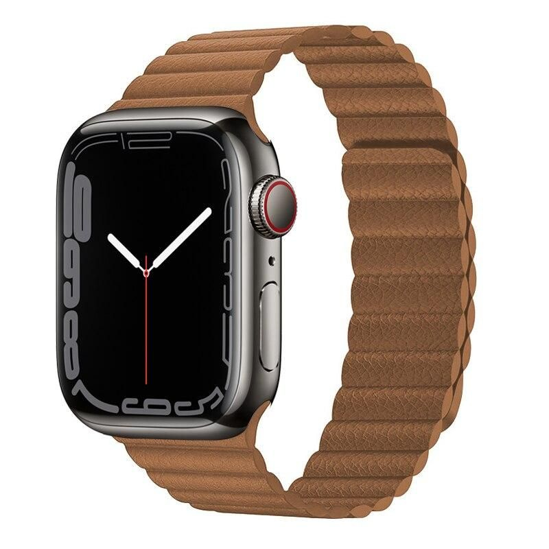 Ремешок для смарт-часов, фитнес-браслета Apple Watch Series 1 2 3 4 SE 5 6 7 8 ultra ультра кожаный магнитный #1