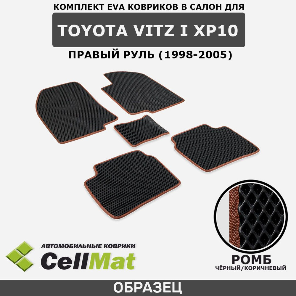 Коврики в салон автомобиля CellMat 2RR_TOYOTAVITZIXP10PRYL_BLACK, цвет  черный, коричневый - купить по выгодной цене в интернет-магазине OZON  (536414156)