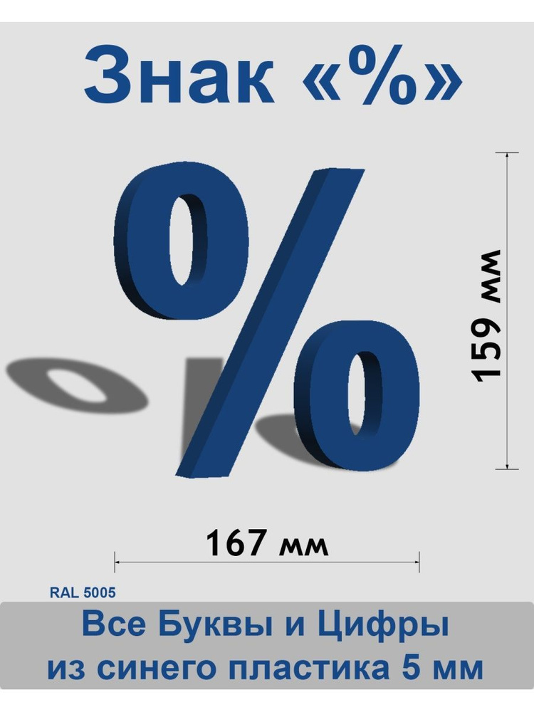 Знак % синий пластик шрифт Arial 150 мм #1