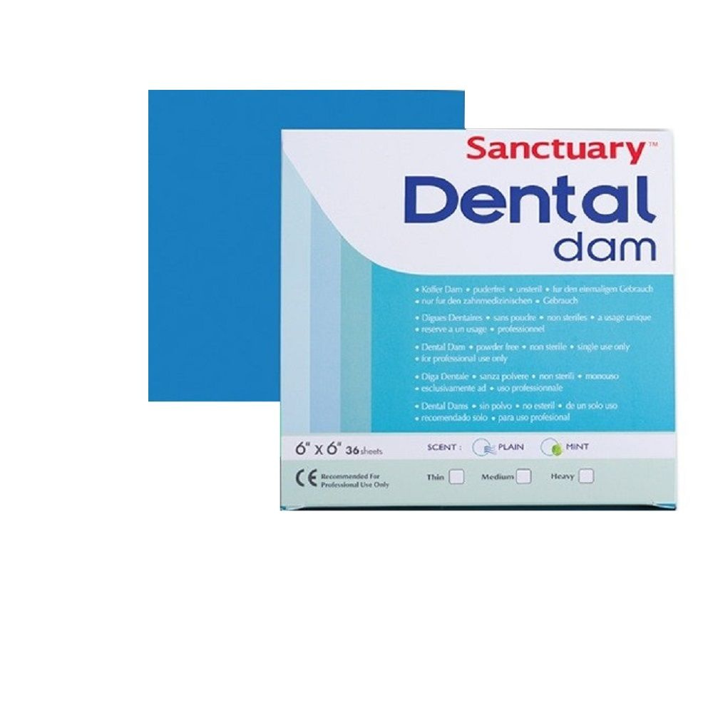 Коффердам латексный (завеса) Dental Dams, 36шт, цвет синий, Sanctuary #1