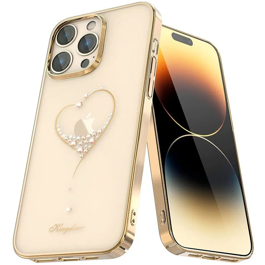 Чехол со стразами Kingxbar Star Wish Swarovski для iPhone 14 Pro (золотой)