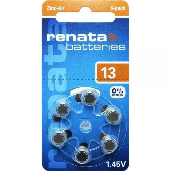 Батарейка Renata ZA13 BL6 Zinc Air 1.45V Германия #1