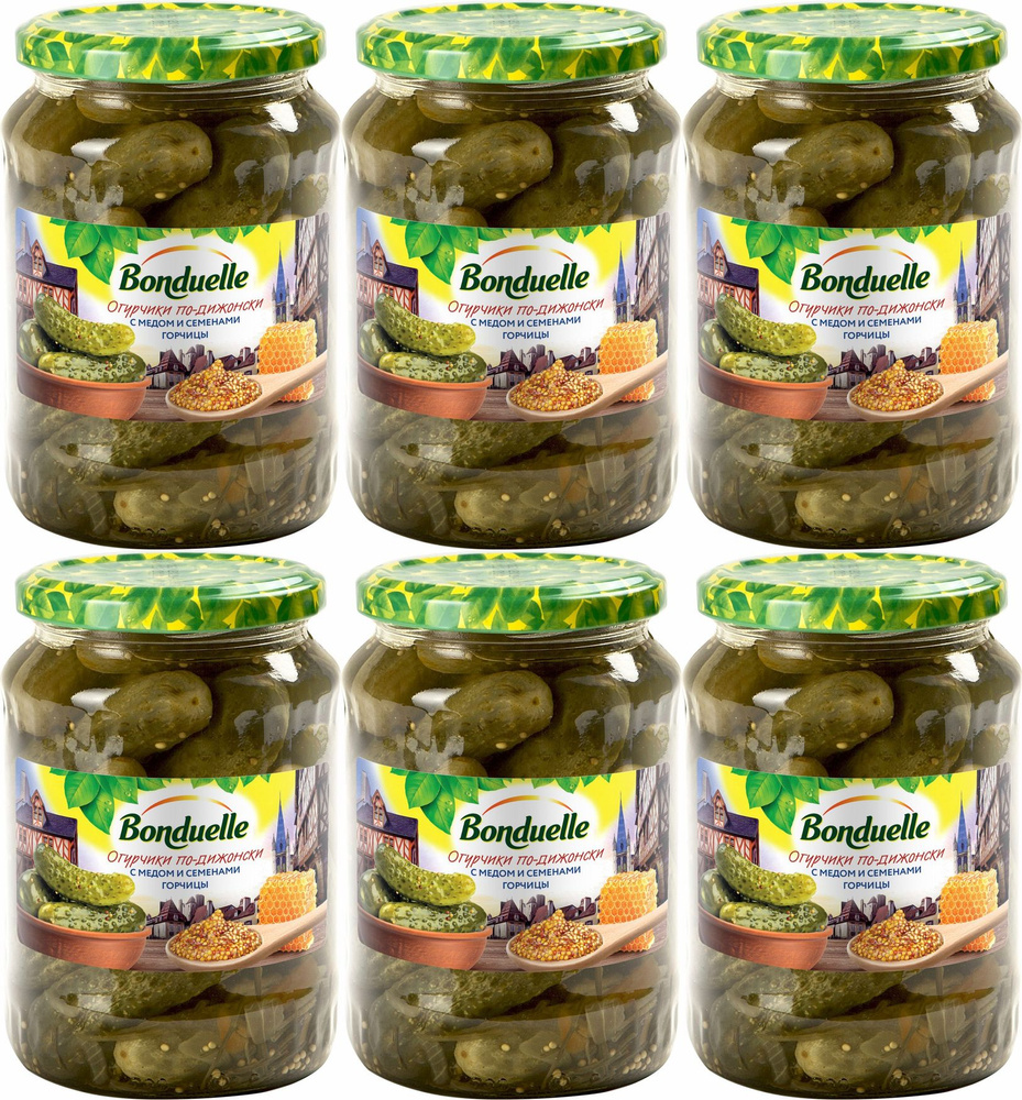 Огурцы Bonduelle по-дижонски с медом и семенами горчицы, комплект: 6 упаковок по 720 г  #1