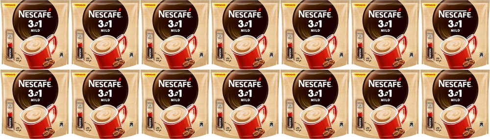 Кофейный напиток Nescafe 3 в 1 Mild в стиках 14,5 г х 20 шт, комплект: 14 упаковок по 290 г  #1
