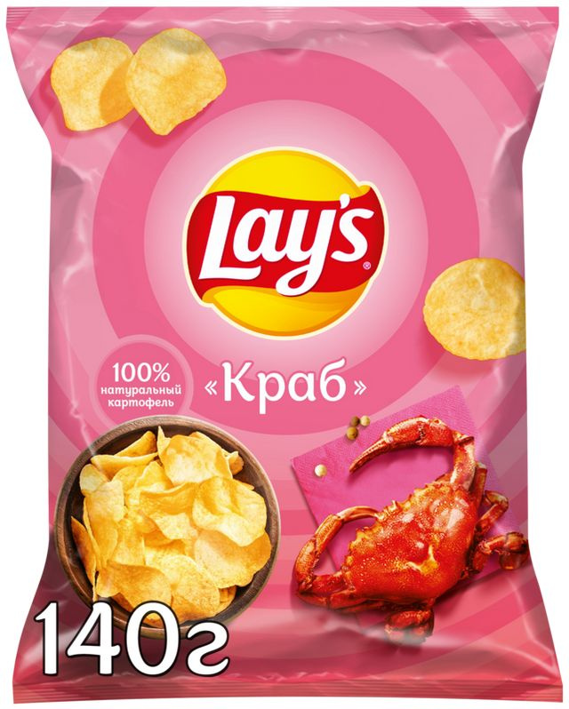 Чипсы картофельные натуральные LAY'S Краб, 140 г #1