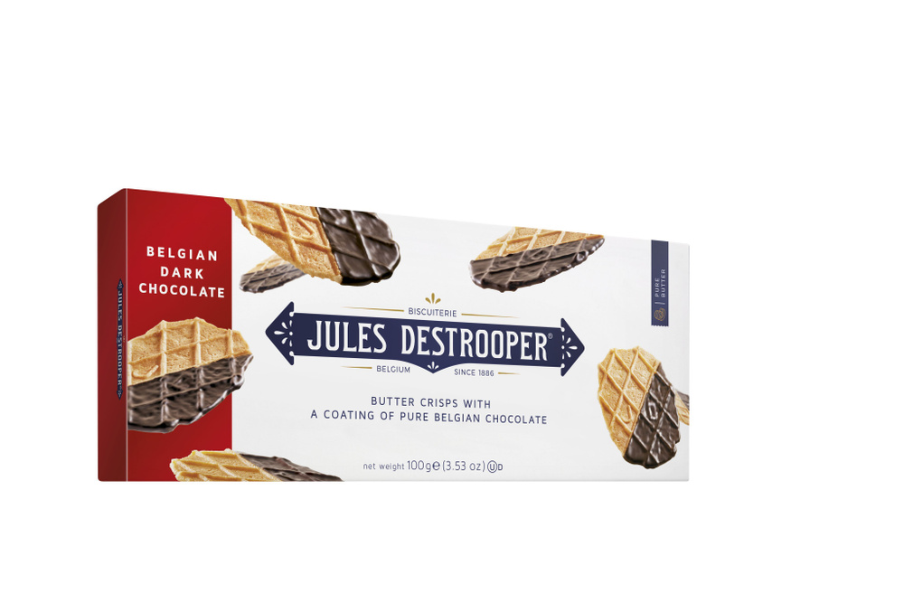 Печенье Бельгийское "Jules Destrooper" "Butter Crisps" с темным шоколадом, 100 грамм  #1