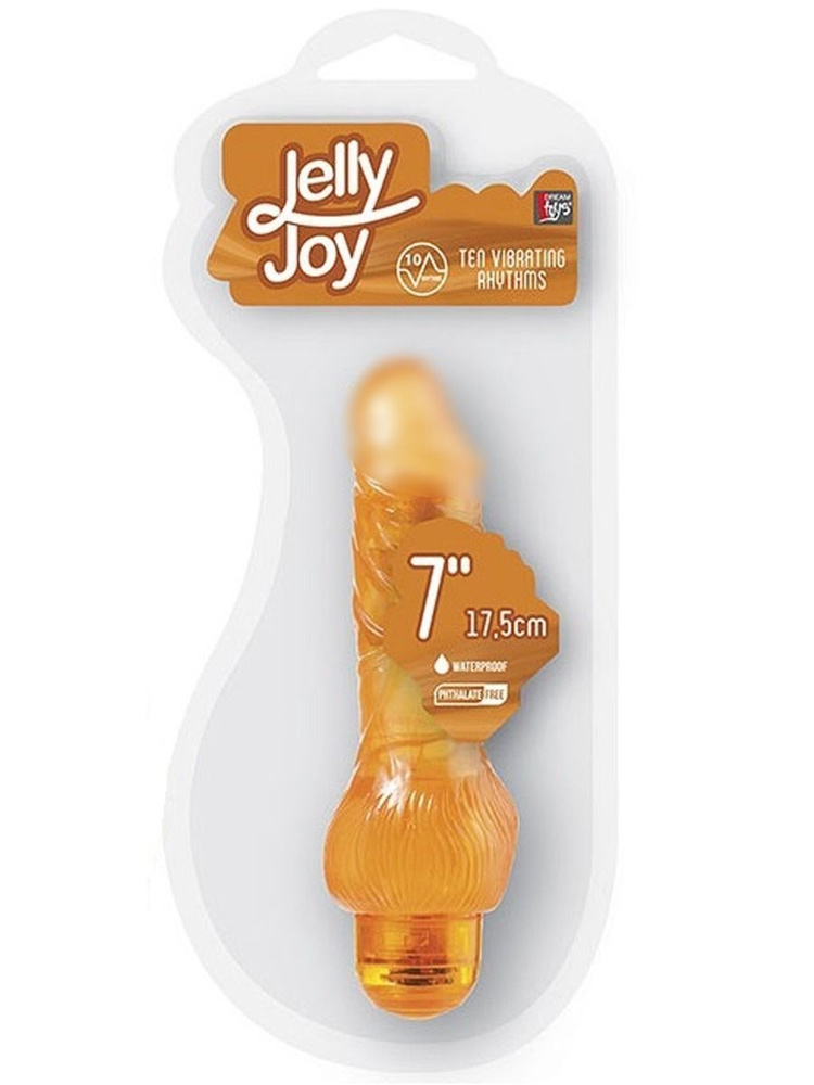 Dream Toys Вибратор реалистичный гелевый, 10 скоростной JELLY JOY 7INCH 10 RHYTHMS - ORANGE, оранжевый, #1